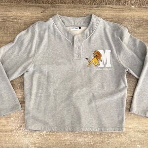 ASOS Disney Lion King embroidered graphic Henley button pullover sweatshirt